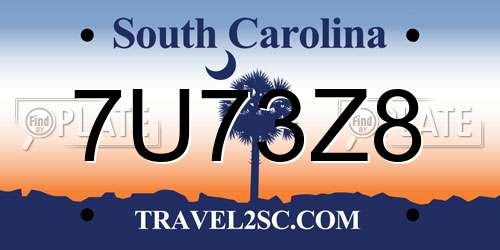 7U73Z8 South Carolina License Plate