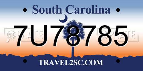7U78785 South Carolina License Plate