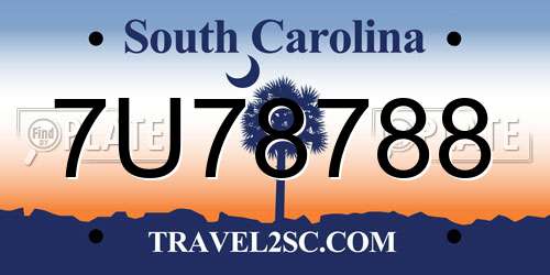 7U78788 South Carolina License Plate