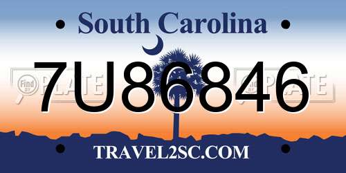 7U86846 South Carolina License Plate