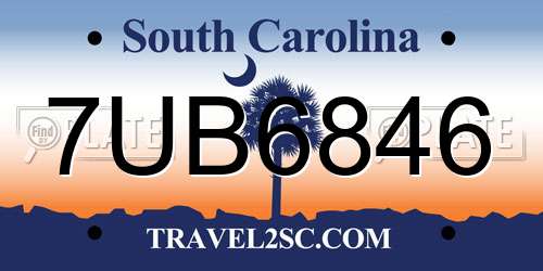 7UB6846 South Carolina License Plate