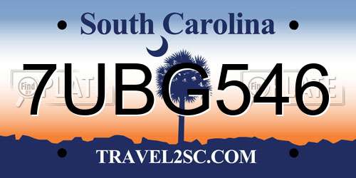 7UBG546 South Carolina License Plate