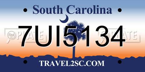 7UI5134 South Carolina License Plate