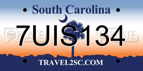 7UIS134 South Carolina License Plate