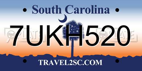 7UKH520 South Carolina License Plate