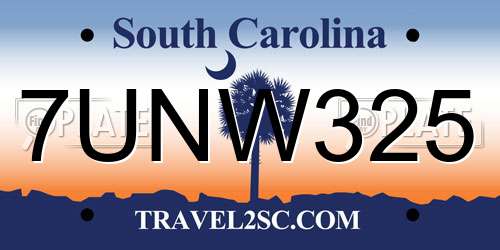 7UNW325 South Carolina License Plate