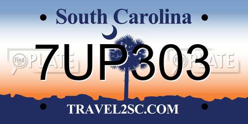7UP303 South Carolina License Plate