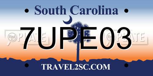 7UPE03 South Carolina License Plate
