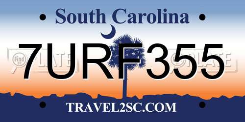 7URF355 South Carolina License Plate