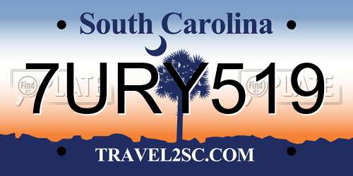7URY519 South Carolina License Plate