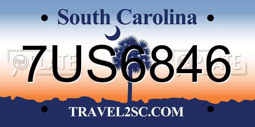7US6846 South Carolina License Plate