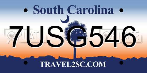 7USG546 South Carolina License Plate