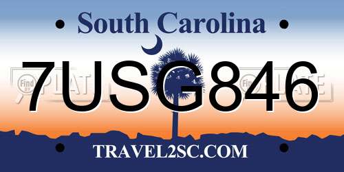 7USG846 South Carolina License Plate