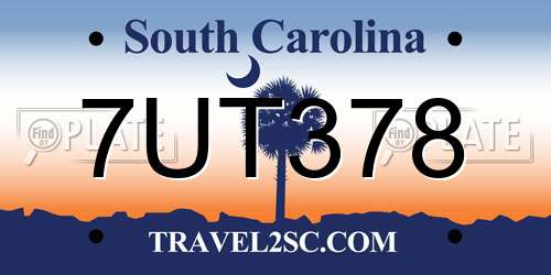 7UT378 South Carolina License Plate