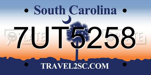7UT5258 South Carolina License Plate