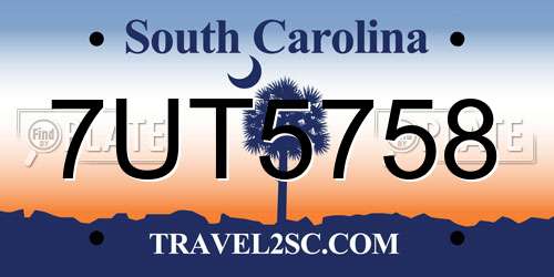 7UT5758 South Carolina License Plate