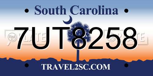 7UT8258 South Carolina License Plate