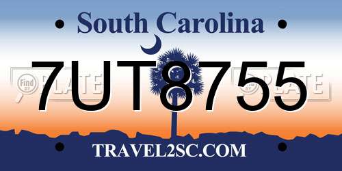 7UT8755 South Carolina License Plate