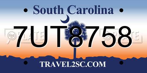 7UT8758 South Carolina License Plate