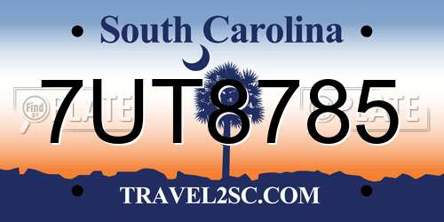 7UT8785 South Carolina License Plate