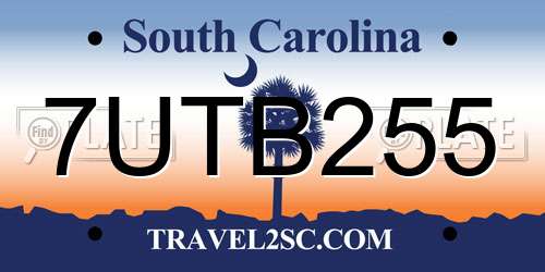 7UTB255 South Carolina License Plate