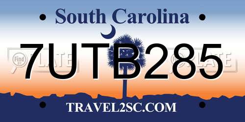 7UTB285 South Carolina License Plate