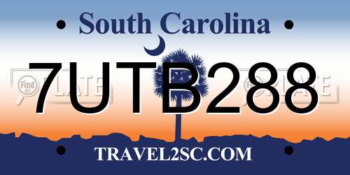7UTB288 South Carolina License Plate