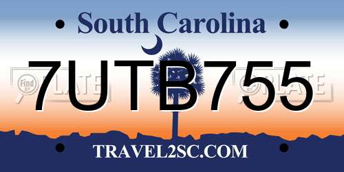 7UTB755 South Carolina License Plate