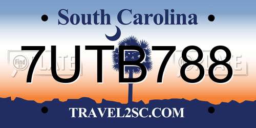 7UTB788 South Carolina License Plate