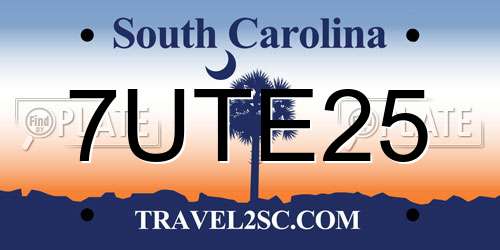 7UTE25 South Carolina License Plate