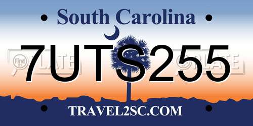 7UTS255 South Carolina License Plate