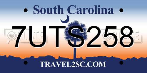7UTS258 South Carolina License Plate