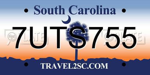 7UTS755 South Carolina License Plate