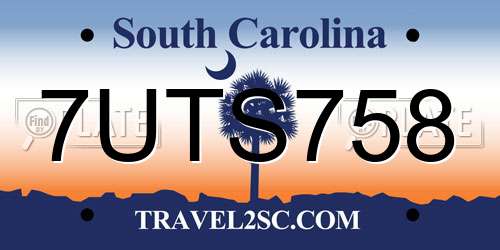 7UTS758 South Carolina License Plate