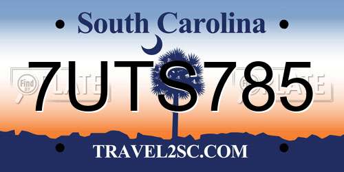 7UTS785 South Carolina License Plate