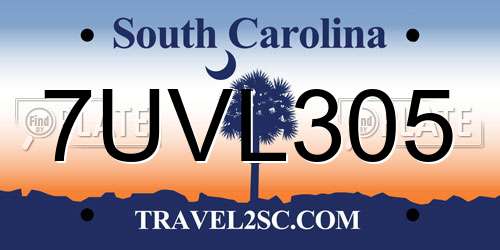 7UVL305 South Carolina License Plate