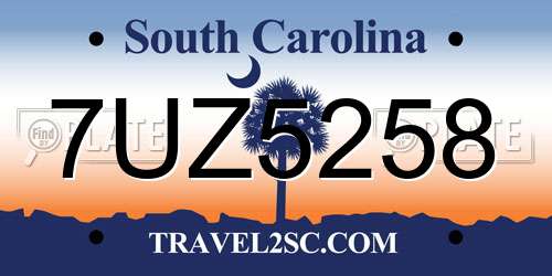 7UZ5258 South Carolina License Plate