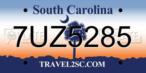 7UZ5285 South Carolina License Plate