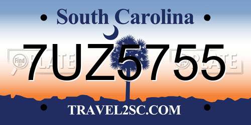 7UZ5755 South Carolina License Plate