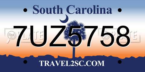 7UZ5758 South Carolina License Plate