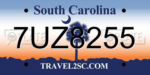 7UZ8255 South Carolina License Plate