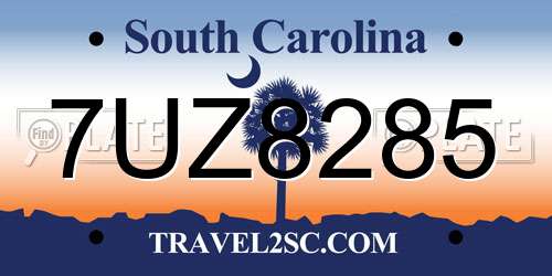 7UZ8285 South Carolina License Plate