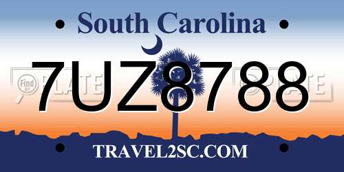 7UZ8788 South Carolina License Plate
