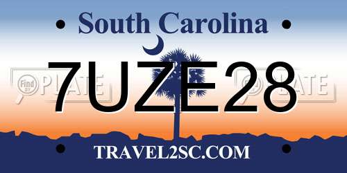 7UZE28 South Carolina License Plate