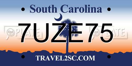 7UZE75 South Carolina License Plate