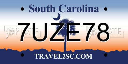7UZE78 South Carolina License Plate