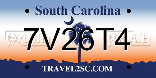 7V26T4 South Carolina License Plate