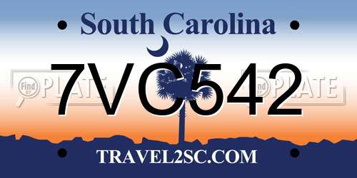 7VC542 South Carolina License Plate