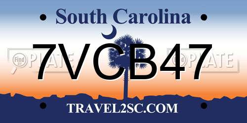 7VCB47 South Carolina License Plate