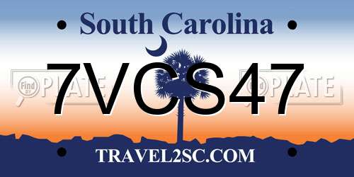 7VCS47 South Carolina License Plate